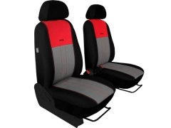 Pokrowce samochodowe do Opel Crossland X (2017-2020). Pokrowce miarowe materiałowe, pikowane, welurowe w kolorze szaro - czerwony, pasują do Opel Crossland X (2017-2020).