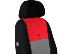 Pokrowce samochodowe, Pokrowce uniwersalne materiałowe, pikowane, welurowe w kolorze szaro - czerwony,.