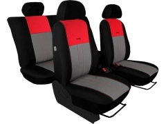 Pokrowce samochodowe, Pokrowce uniwersalne materiałowe, pikowane, welurowe w kolorze szaro - czerwony,.