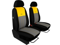 Pokrowce samochodowe do Opel Crossland X (2017-2020). Pokrowce miarowe materiałowe, pikowane, welurowe w kolorze szaro - żółty, pasują do Opel Crossland X (2017-2020).