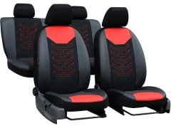 Pokrowce samochodowe, Pokrowce uniwersalne materiałowe, skórzane w kolorze czerwony,.