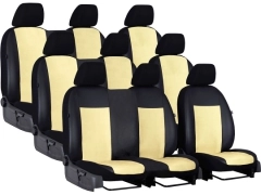 Pokrowce samochodowe do Renault Trafic 9m Spaceclass (2021-...). Pokrowce miarowe alkantara, skórzane w kolorze beżowy, pasują do Renault Trafic 9m Spaceclass (2021-...).