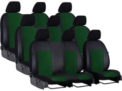 Pokrowce samochodowe do Renault Trafic 9m Spaceclass (2021-...). Pokrowce miarowe alkantara, skórzane w kolorze zielony, pasują do Renault Trafic 9m Spaceclass (2021-...).