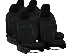 Pokrowce samochodowe do Renault Trafic 7m Spaceclass (2021-...). Pokrowce miarowe skórzane w kolorze zielony, pasują do Renault Trafic 7m Spaceclass (2021-...).