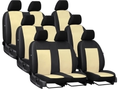 Pokrowce samochodowe do Renault Trafic 9m Spaceclass (2021-...). Pokrowce miarowe skórzane w kolorze beżowy, pasują do Renault Trafic 9m Spaceclass (2021-...).