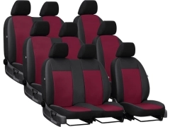 Pokrowce samochodowe do Renault Trafic 9m Spaceclass (2021-...). Pokrowce miarowe skórzane w kolorze bordowy, pasują do Renault Trafic 9m Spaceclass (2021-...).