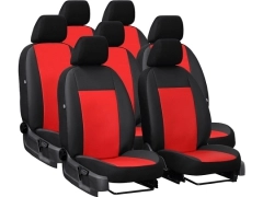 Pokrowce samochodowe do Renault Trafic 7m Spaceclass (2021-...). Pokrowce miarowe skórzane w kolorze czerwony, pasują do Renault Trafic 7m Spaceclass (2021-...).