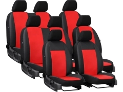 Pokrowce samochodowe do Ford Transit VI 8m (2006-2013). Pokrowce miarowe skórzane w kolorze czerwony, pasują do Ford Transit VI 8m (2006-2013).