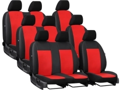 Pokrowce samochodowe do Renault Trafic 9m Spaceclass (2021-...). Pokrowce miarowe skórzane w kolorze czerwony, pasują do Renault Trafic 9m Spaceclass (2021-...).