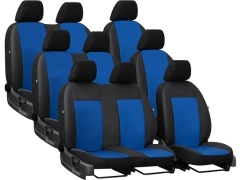 Pokrowce samochodowe do Renault Trafic 9m Spaceclass (2021-...). Pokrowce miarowe skórzane w kolorze niebieski, pasują do Renault Trafic 9m Spaceclass (2021-...).