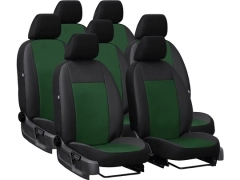 Pokrowce samochodowe do Renault Trafic 7m Spaceclass (2021-...). Pokrowce miarowe skórzane w kolorze zielony, pasują do Renault Trafic 7m Spaceclass (2021-...).