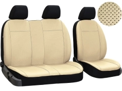Pokrowce samochodowe do Opel Vivaro C (III) 2+1 (2019-...). Pokrowce miarowe skórzane w kolorze beżowy, pasują do Opel Vivaro C (III) 2+1 (2019-...).