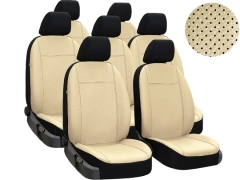 Pokrowce samochodowe do Renault Trafic 7m Spaceclass (2021-...). Pokrowce miarowe skórzane w kolorze beżowy, pasują do Renault Trafic 7m Spaceclass (2021-...).