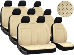 Pokrowce samochodowe do Renault Trafic 9m Spaceclass (2021-...). Pokrowce miarowe skórzane w kolorze beżowy, pasują do Renault Trafic 9m Spaceclass (2021-...).
