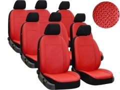 Pokrowce samochodowe do Peugeot Traveller 8m (2016-...). Pokrowce miarowe skórzane w kolorze czerwony, pasują do Peugeot Traveller 8m (2016-...).
