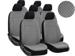 Pokrowce samochodowe do Renault Trafic 7m Spaceclass (2021-...). Pokrowce miarowe skórzane w kolorze szary, pasują do Renault Trafic 7m Spaceclass (2021-...).