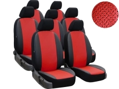 Pokrowce samochodowe do Renault Trafic 7m Spaceclass (2021-...). Pokrowce miarowe skórzane w kolorze czerwony, pasują do Renault Trafic 7m Spaceclass (2021-...).