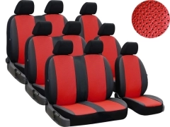 Pokrowce samochodowe do Renault Trafic 9m Spaceclass (2021-...). Pokrowce miarowe skórzane w kolorze czerwony, pasują do Renault Trafic 9m Spaceclass (2021-...).