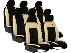 Pokrowce samochodowe do Peugeot Traveller 8m (2016-...). Pokrowce miarowe skórzane w kolorze beżowy, pasują do Peugeot Traveller 8m (2016-...).