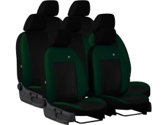 Pokrowce samochodowe do Renault Trafic 7m Spaceclass (2021-...). Pokrowce miarowe skórzane w kolorze zielony, pasują do Renault Trafic 7m Spaceclass (2021-...).