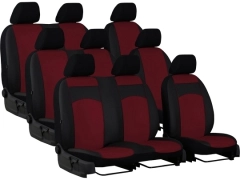 Pokrowce samochodowe do Renault Trafic 9m Spaceclass (2021-...). Pokrowce miarowe skórzane w kolorze bordowy, pasują do Renault Trafic 9m Spaceclass (2021-...).