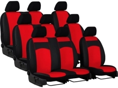 Pokrowce samochodowe do Renault Trafic 9m Spaceclass (2021-...). Pokrowce miarowe skórzane w kolorze czerwony, pasują do Renault Trafic 9m Spaceclass (2021-...).