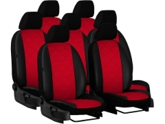 Pokrowce samochodowe do Renault Trafic 7m Spaceclass (2021-...). Pokrowce miarowe skórzane w kolorze K-1 (czerwony), pasują do Renault Trafic 7m Spaceclass (2021-...).