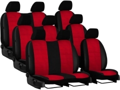 Pokrowce samochodowe do Renault Trafic 9m Spaceclass (2021-...). Pokrowce miarowe skórzane w kolorze P-1 (czerwony), pasują do Renault Trafic 9m Spaceclass (2021-...).